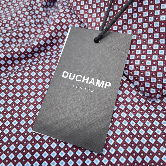 Duchamp Button Down Shirt Mens Large Blue Red Geometric Long Sleeve‎ Knit NEW - Picture 7 of 12